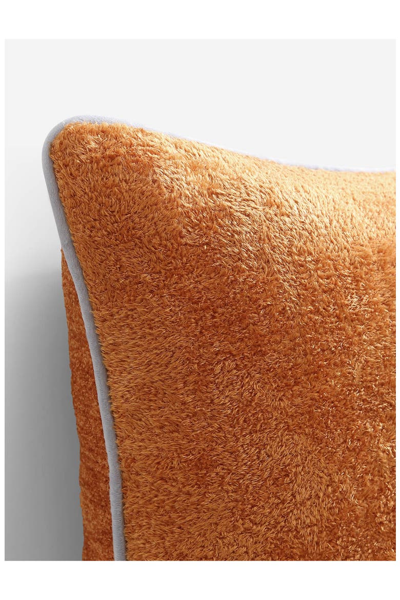 Cloud Silque Throw Pillow with Piping, Alternate, color, RAW SIENNA/ MISTY BLUE