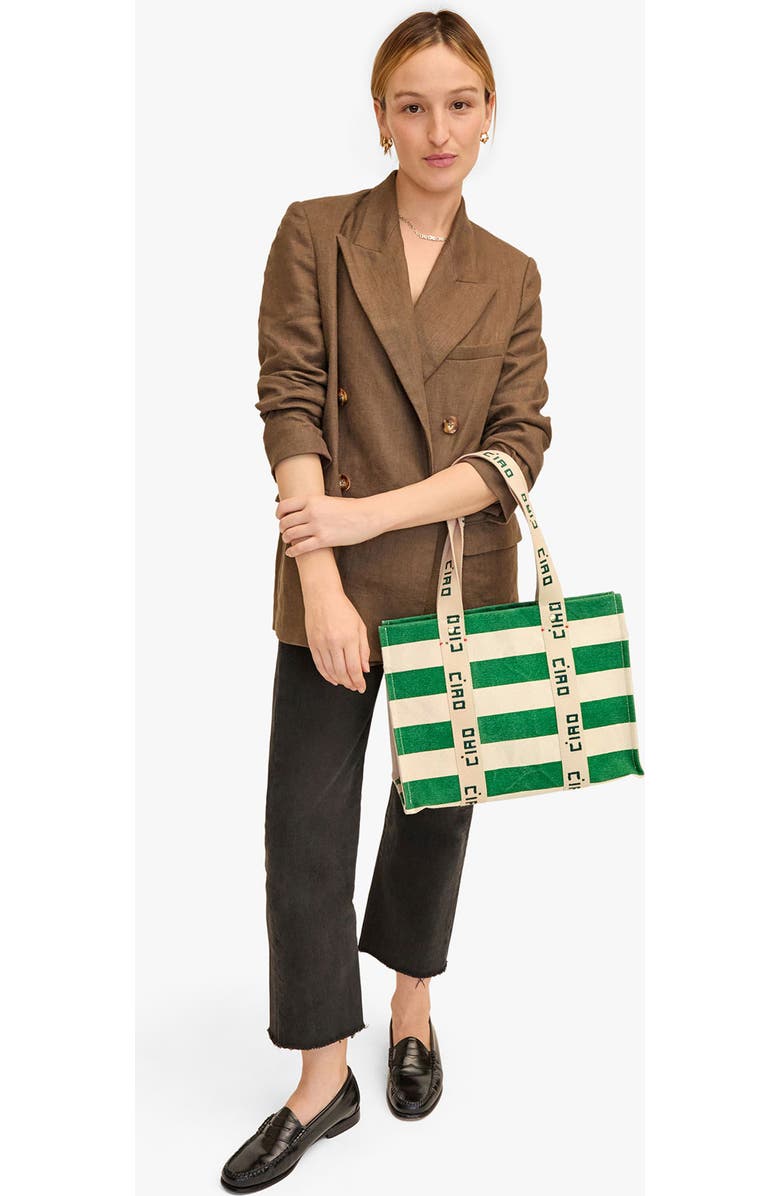 Clare V. Noemie Stripe Cotton Canvas Tote, Alternate, color,