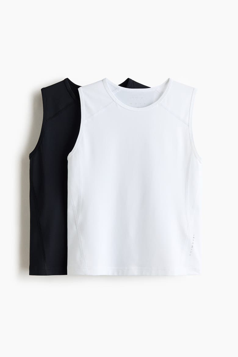 2-pack Slim Fit Sports Vest Tops With Drymove, Main, color, Black/white
