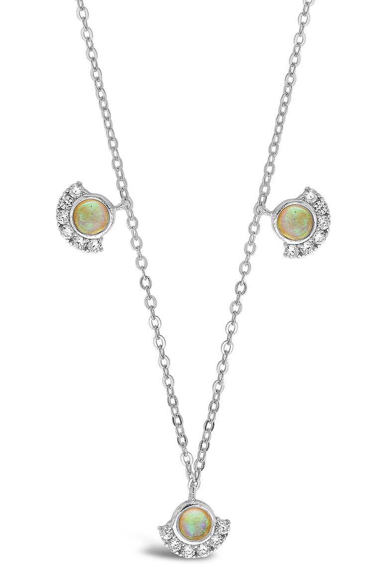 Half Halo Opal Pendant Necklace, Main, color, SILVER