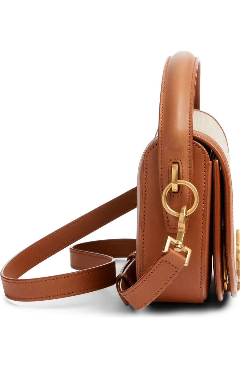 Saint Laurent Mini Voltaire Canvas Shoulder Bag, Alternate, color, Desert Dust/ Brick