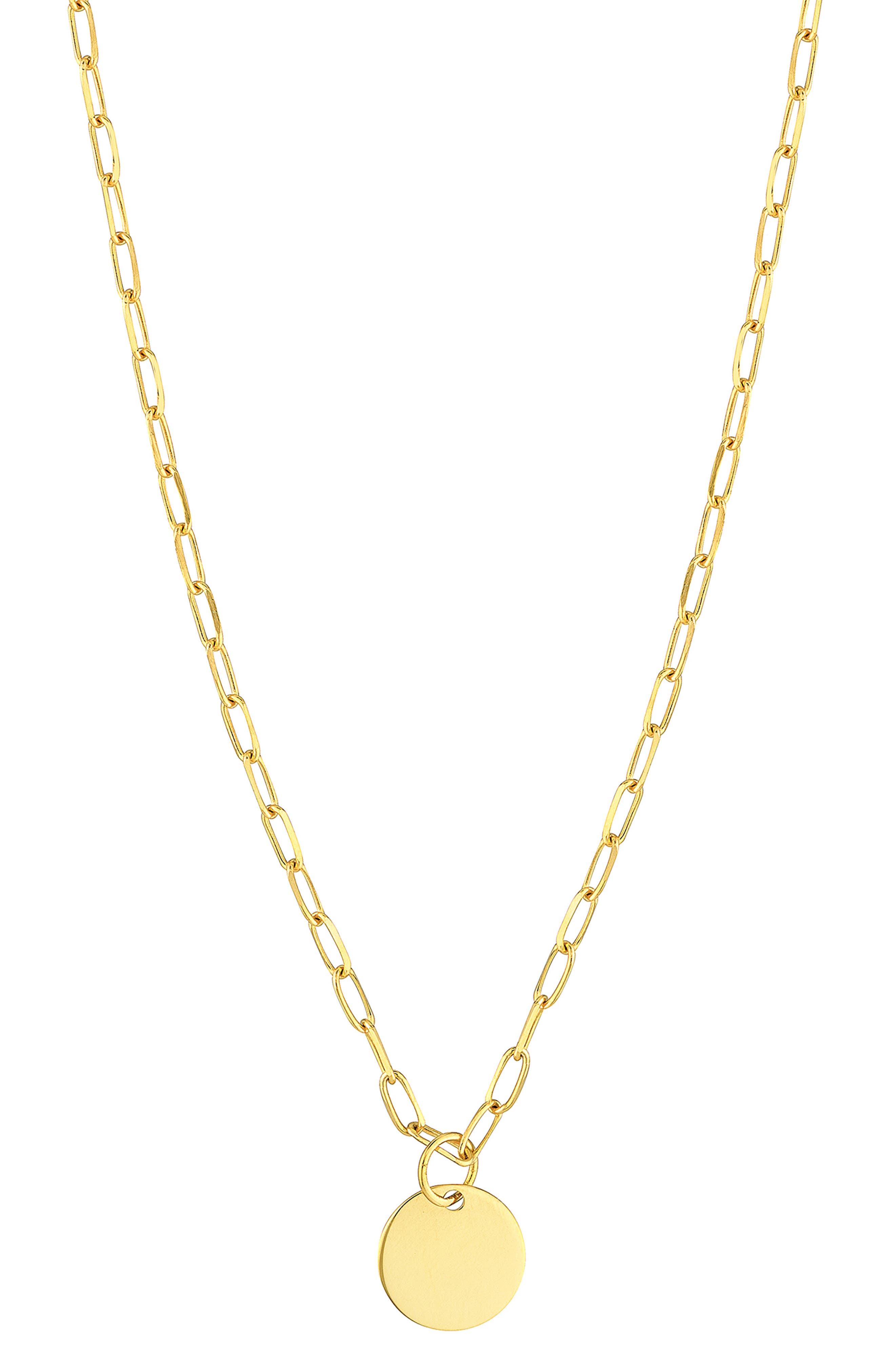 HAWLEY ST Disc Pendant Paper Clip Chain Necklace (Women) | Nordstromrack