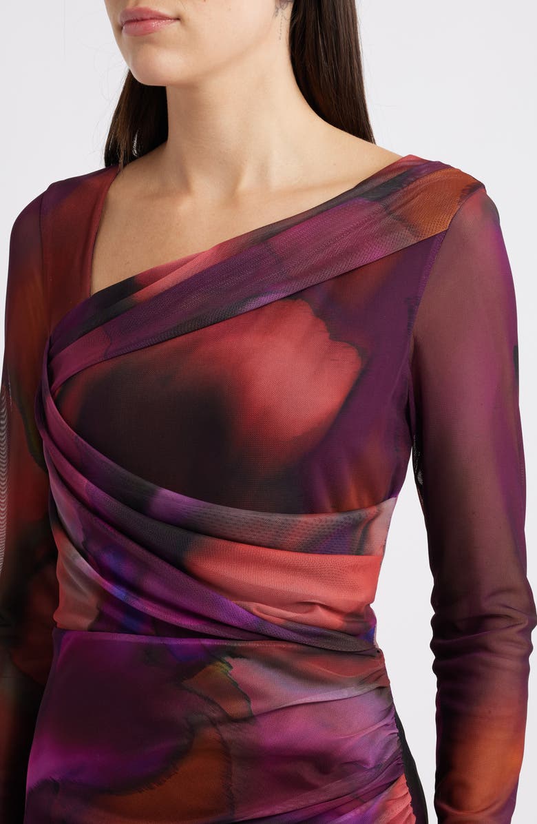 Black Halo Lazul Long Sleeve Maxi Dress, Alternate, color, Abstract Pasque Blossom