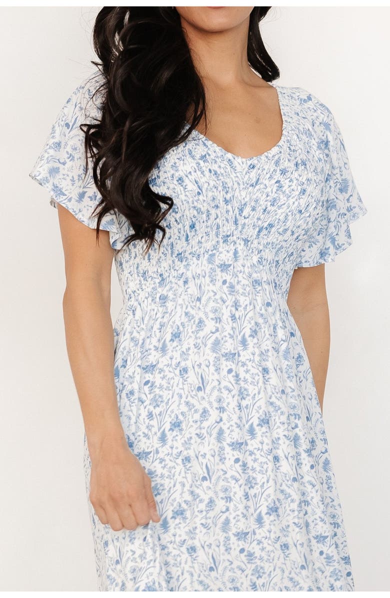 Baltic Børn Joanie Smocked Dress, Alternate, color, White + Blue Floral