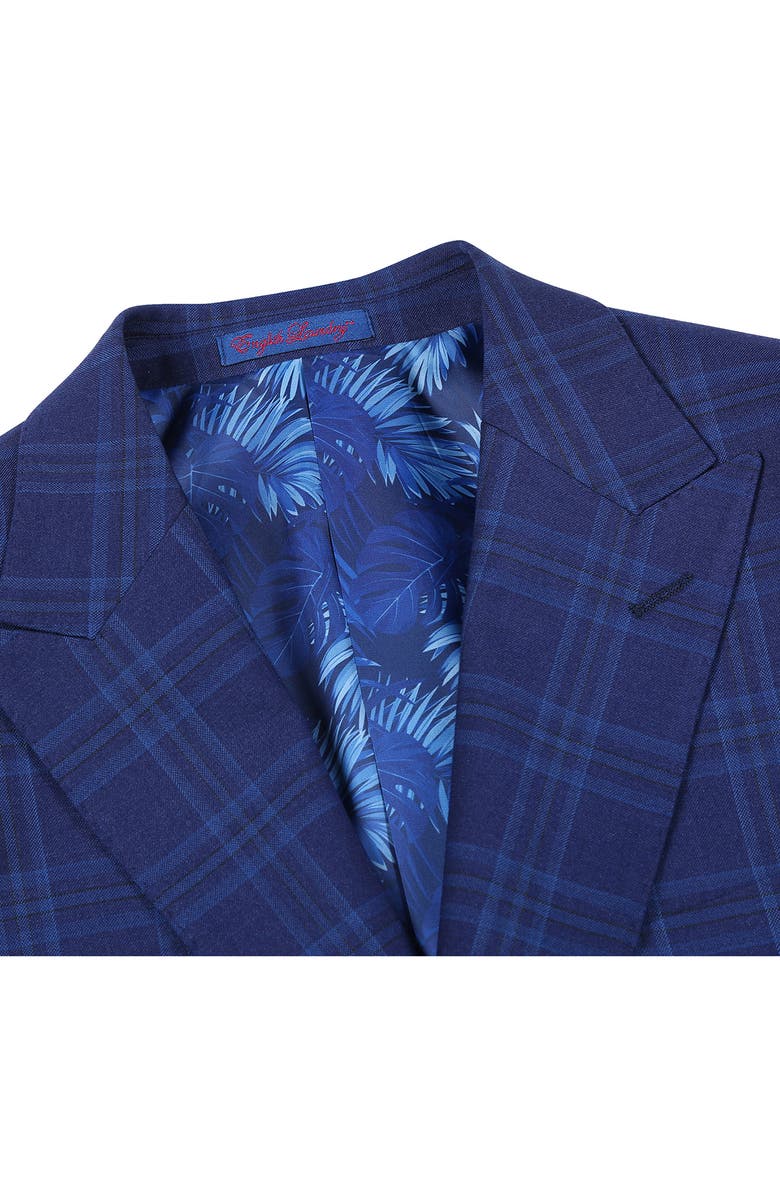 English Laundry Trim Fit Plaid Two-Piece Suit, Alternate, color, Blue