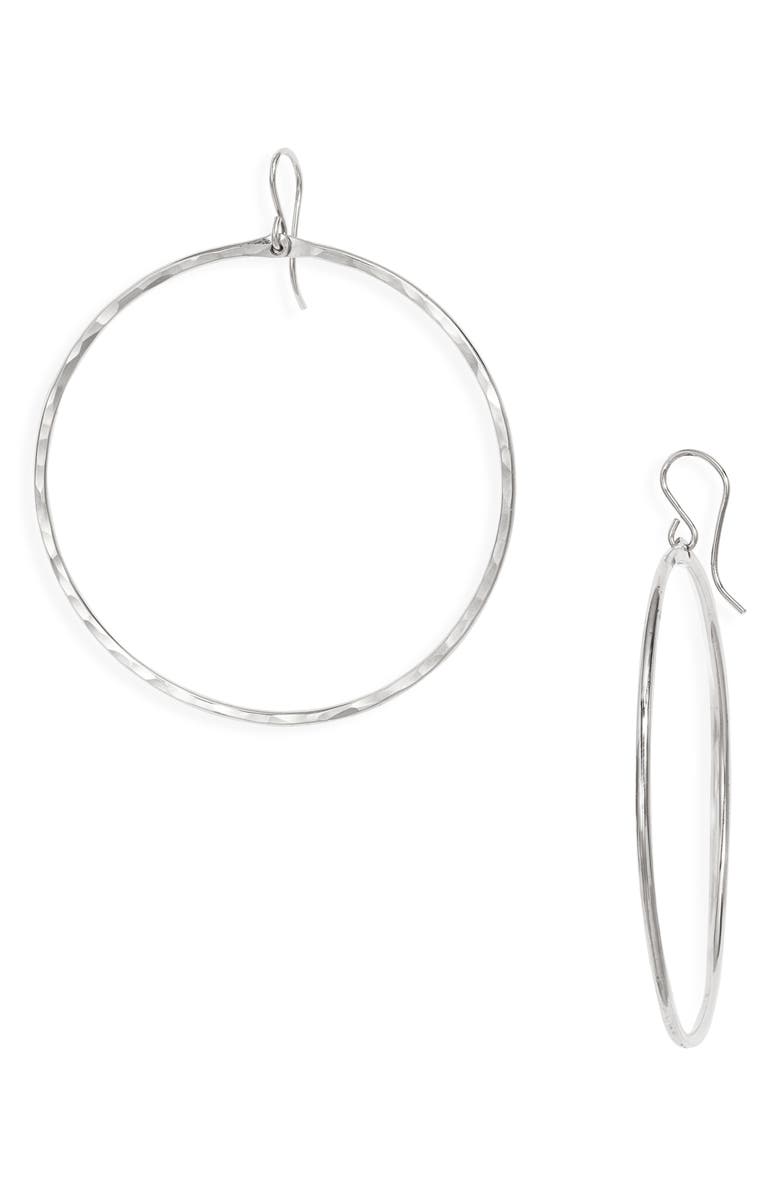 Nashelle Signature Large Hammered Hoop Earrings, Main, color, Sterling Silver