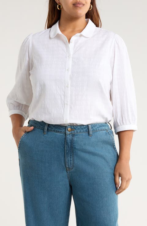 Hope Cottage Organic Cotton Button-Up Shirt (Plus)