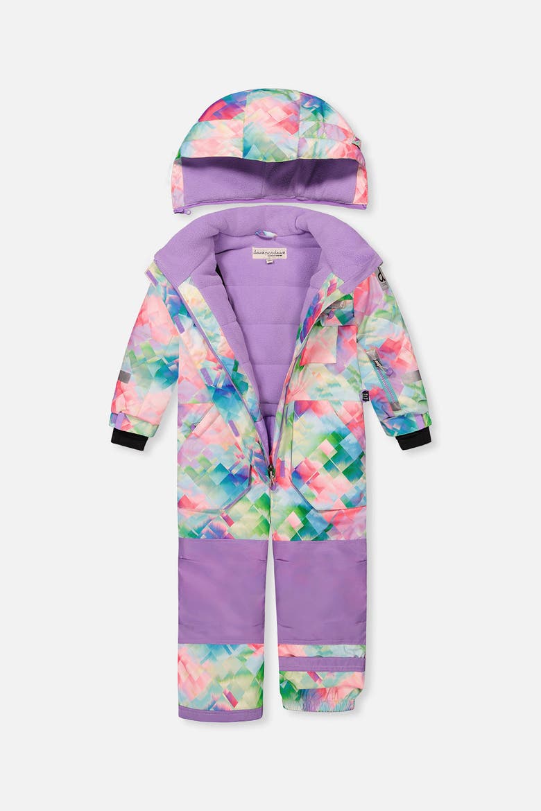 Play Diamond Hood & Expandable Sleeve One Piece Snowsuit, Alternate, color, Multicolor Diamond Print