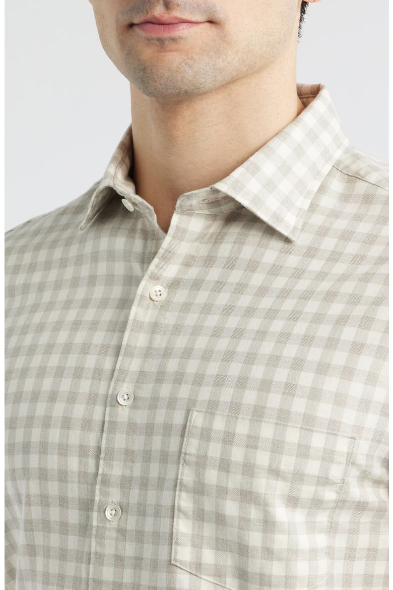 Haydon Gingham Cotton Button-Up Shirt, Alternate, color, STRAW