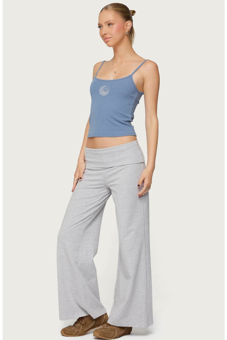Wide Leg Foldover Pants, Alternate, color, LIGHT-GRAY-MELANGE