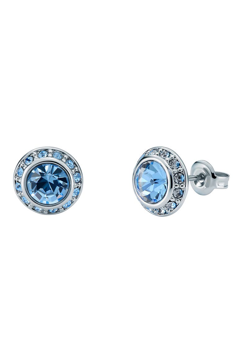 Soletia Stud Earrings, Main, color, SILVER TONE/ BLUE CRYSTAL