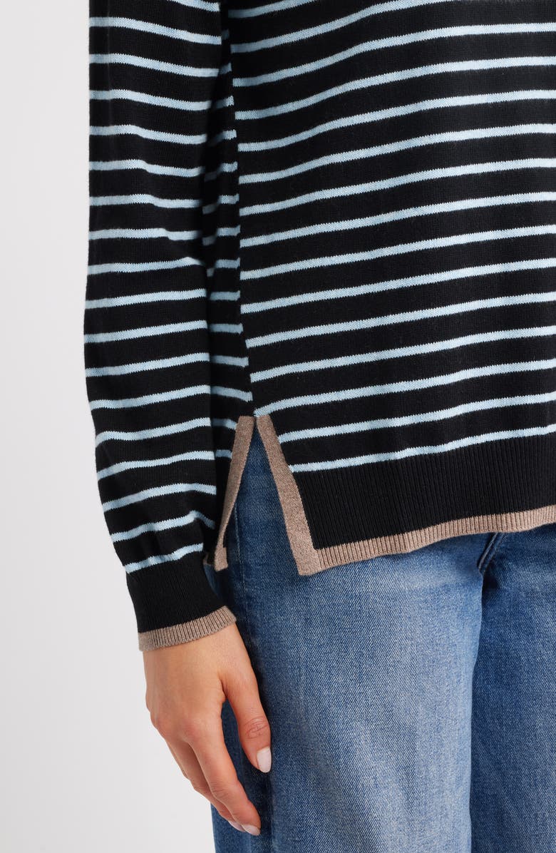 Hatley Stripe Raglan Sleeve Cotton & Cashmere Sweater, Alternate, color, Black