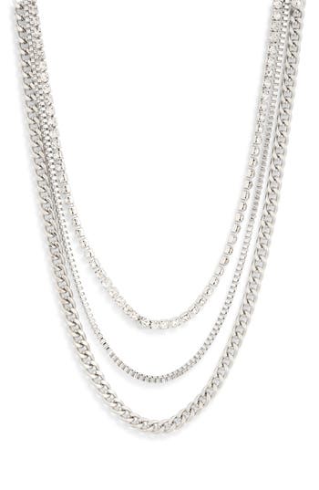 Shop Nordstrom Rack Layered Chain Necklace In Clear- Rhodium