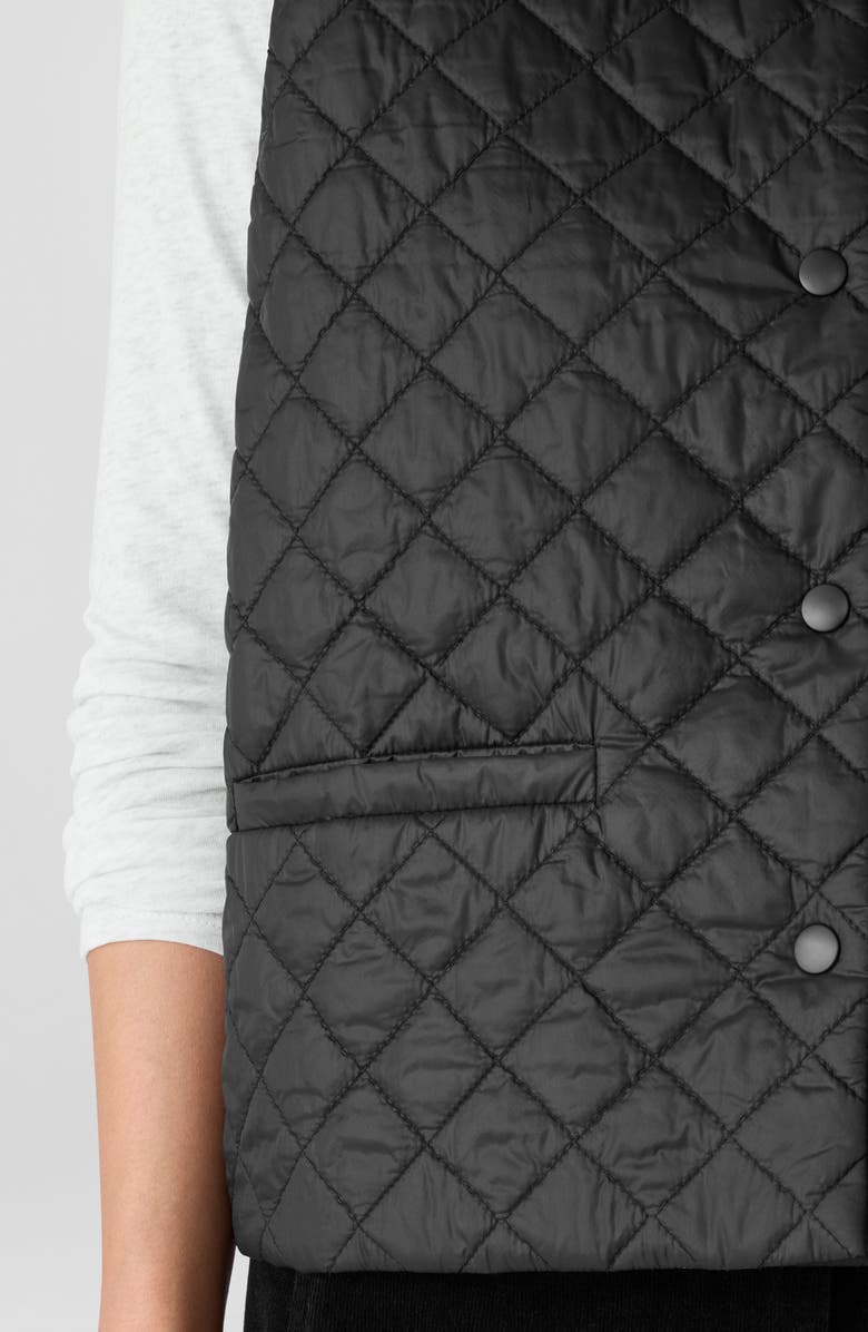 Eileen Fisher V-Neck Quilted Vest, Alternate, color, Black