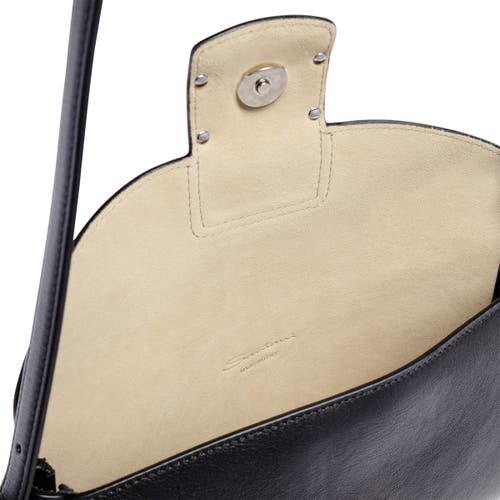 Santoni Black Leather Shoulder Bag In Black