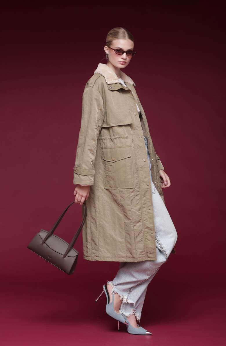 Avec Les Filles Faux Fur Trim Water Resistant Anorak, Alternate, color, Stone