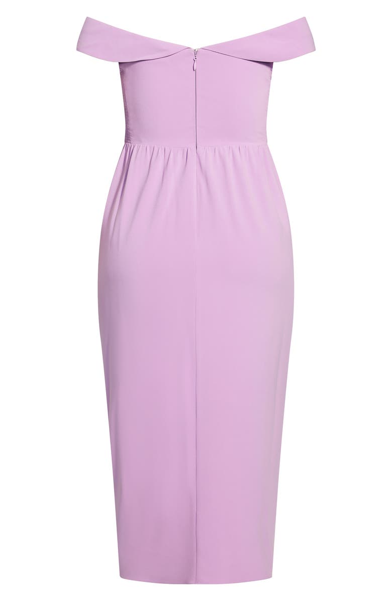 City Chic Ripple Love Off the Shoulder Maxi Dress, Alternate, color, Lilac
