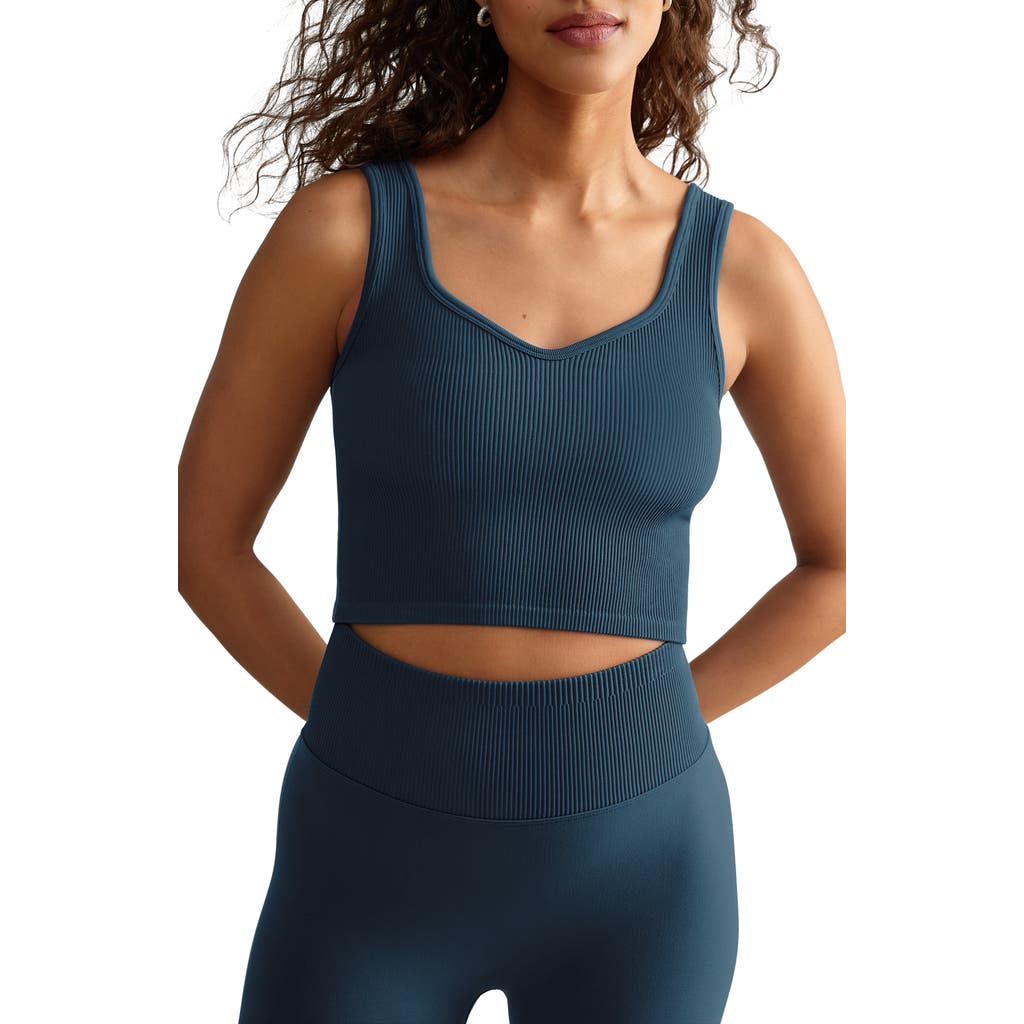 Rhone Embrace Seamless Rib Crop Top In Blue