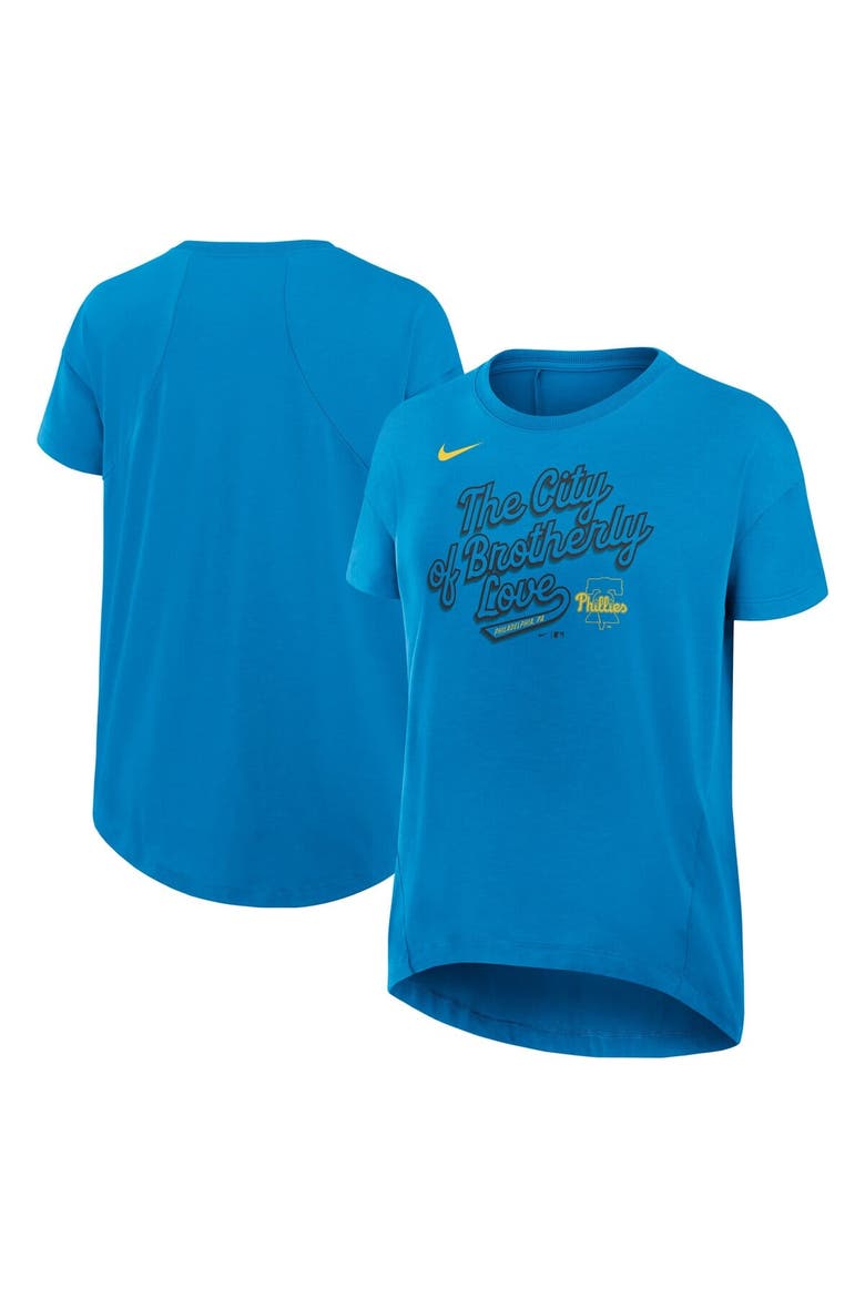 Women's Nike Blue Philadelphia Phillies 2025 City Connect Flowy Fashion Tri-Blend Performance T-Shirt, Main, color, Blue