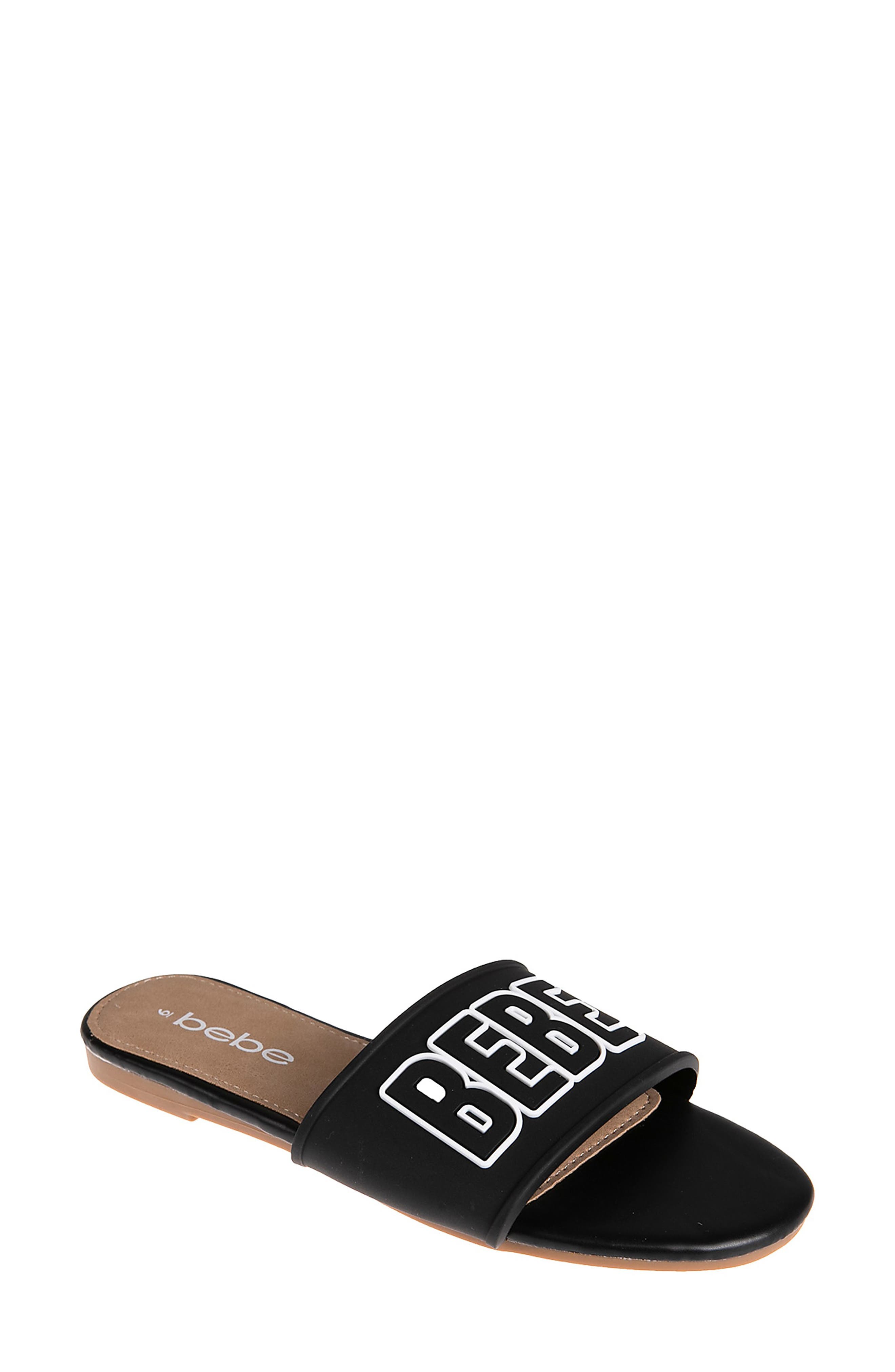 bebe Logo Slide Sandal, Main, color, 