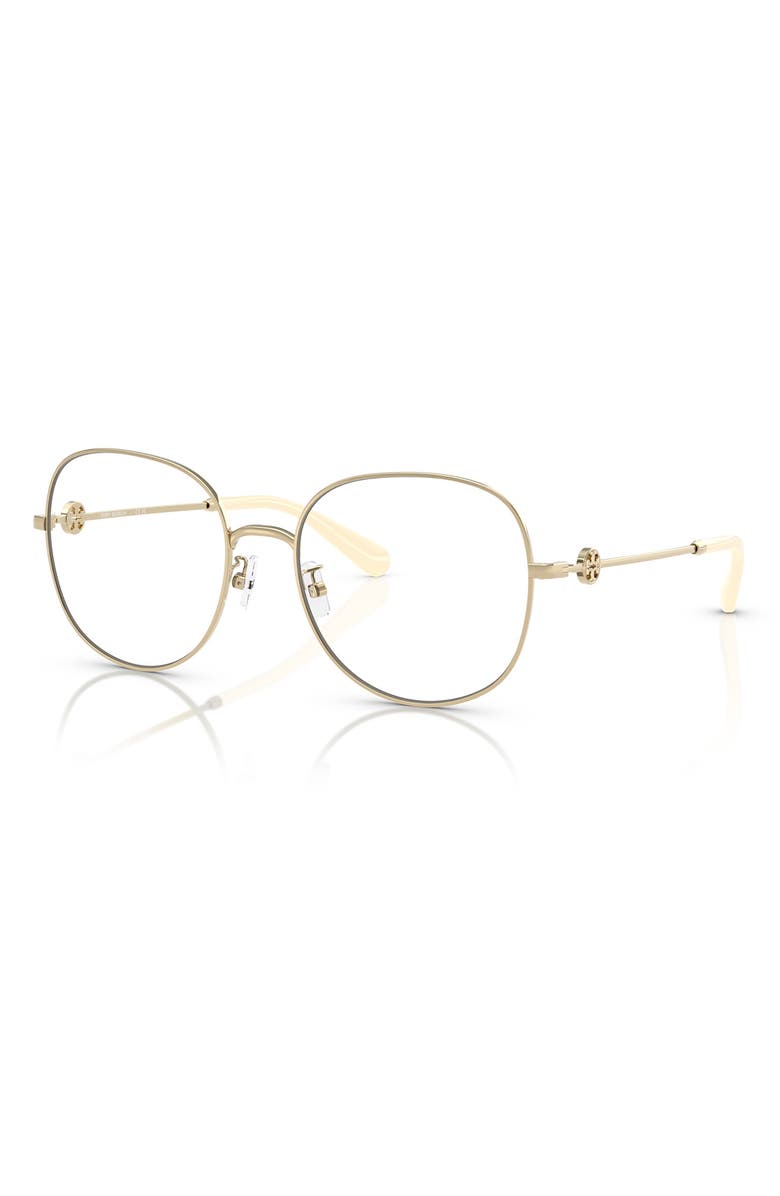 Tory Burch 55mm Round Optical Glasses, Alternate, color, Gold Pink