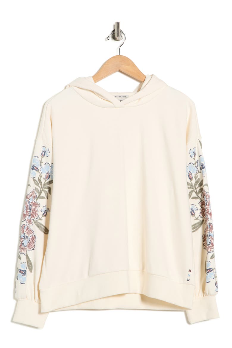 Embroidered Hooded Sweatshirt, Alternate, color, WHITE CAP GREY