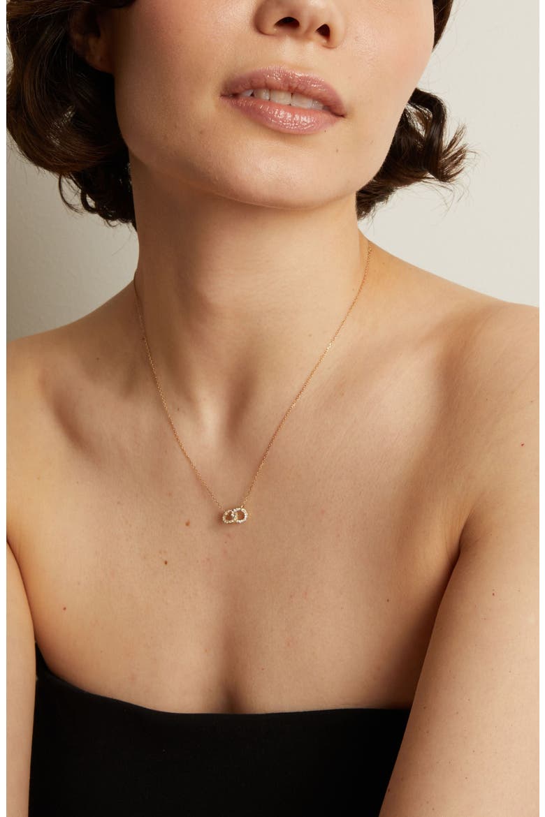 Double Lab Grown Sapphire Connection Necklace, Alternate, color, Yellow Gold Vermeil