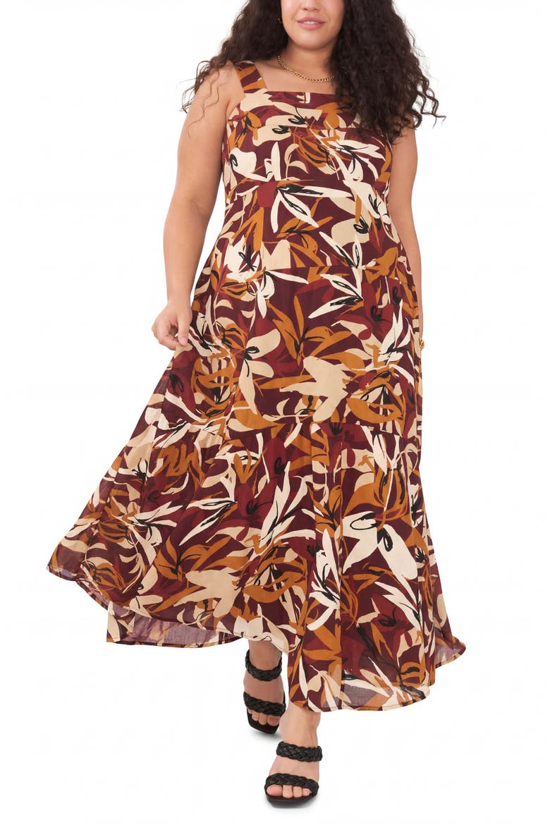 Print Sleeveless Maxi Dress, Main, color, RUST