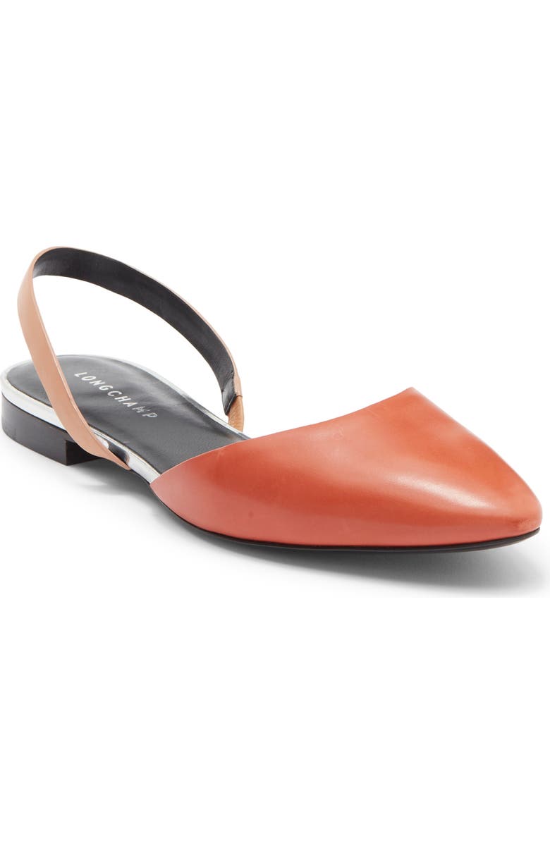 Longchamp Slingback Ballet Flat, Main, color, Orange