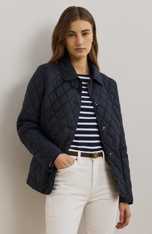 Shop Ralph Lauren Lauren  Diamond Quilted Jacket In Dark Navy