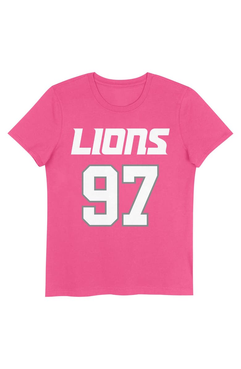 Nike Girls Youth Aidan Hutchinson Pink Detroit Lions Player Name & Number T-Shirt, Alternate, color, Pink
