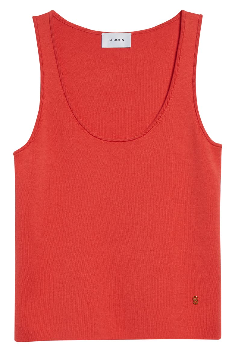 Silk & Cotton Sweater Tank, Alternate, color, DEEP CORAL