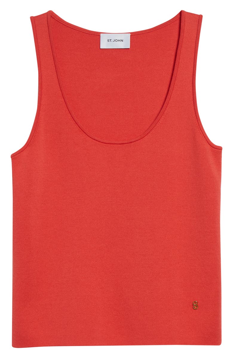 ST. JOHN Silk & Cotton Sweater Tank, Alternate, color, Deep Coral