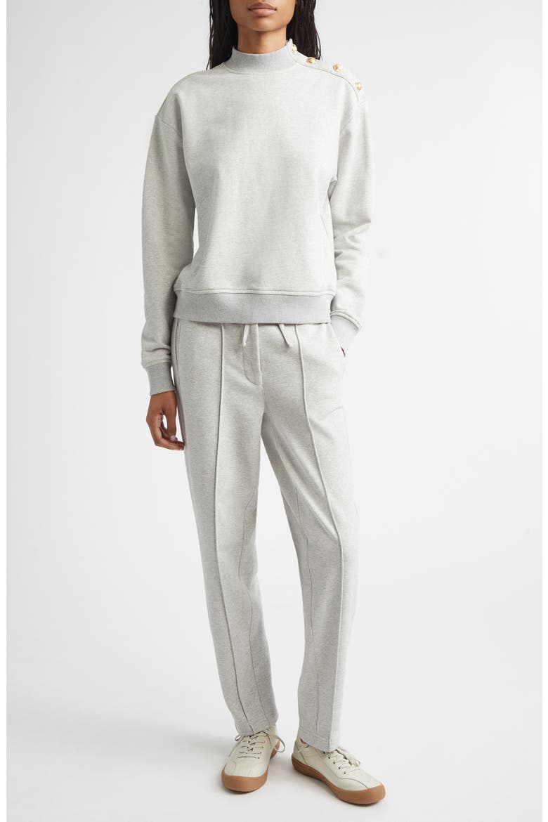 Heloise Slim Pleated Cotton Sweatpants, Alternate, color, GREY