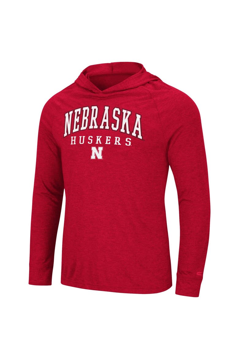 Men's Colosseum Scarlet Nebraska Huskers Campus Raglan Long Sleeve Hoodie T-Shirt, Alternate, color, Scarlet