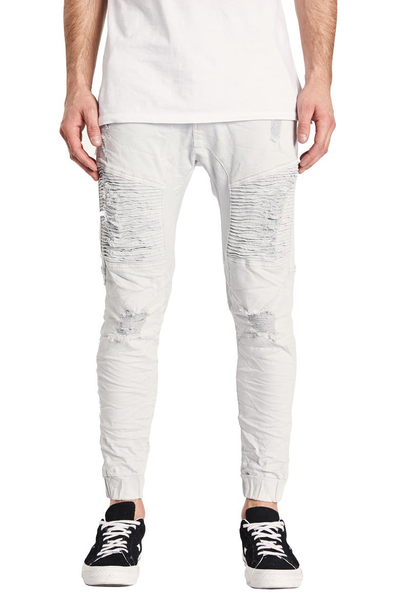 Destroyer Moto Denim Jogger Pants, Main, color, SILVERSTAR