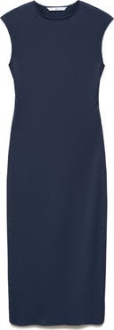 MANGO Back Cutout Textured Midi Dress