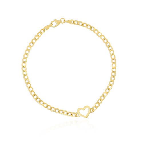The Lovery Fine Jewelry Curb Heart Bracelet In Gold