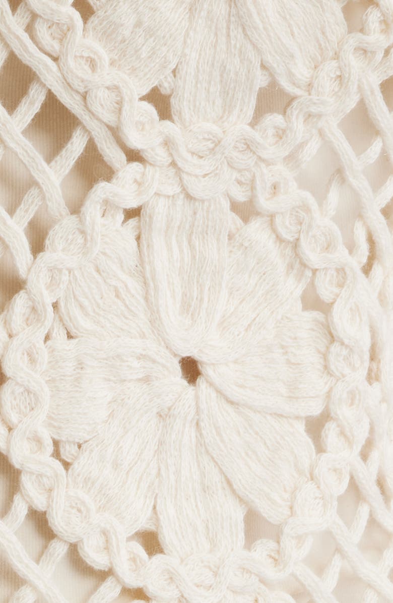 Bobeau Floral Open Stitch Cotton Blend Sweater, Alternate, color, Light Oatmeal