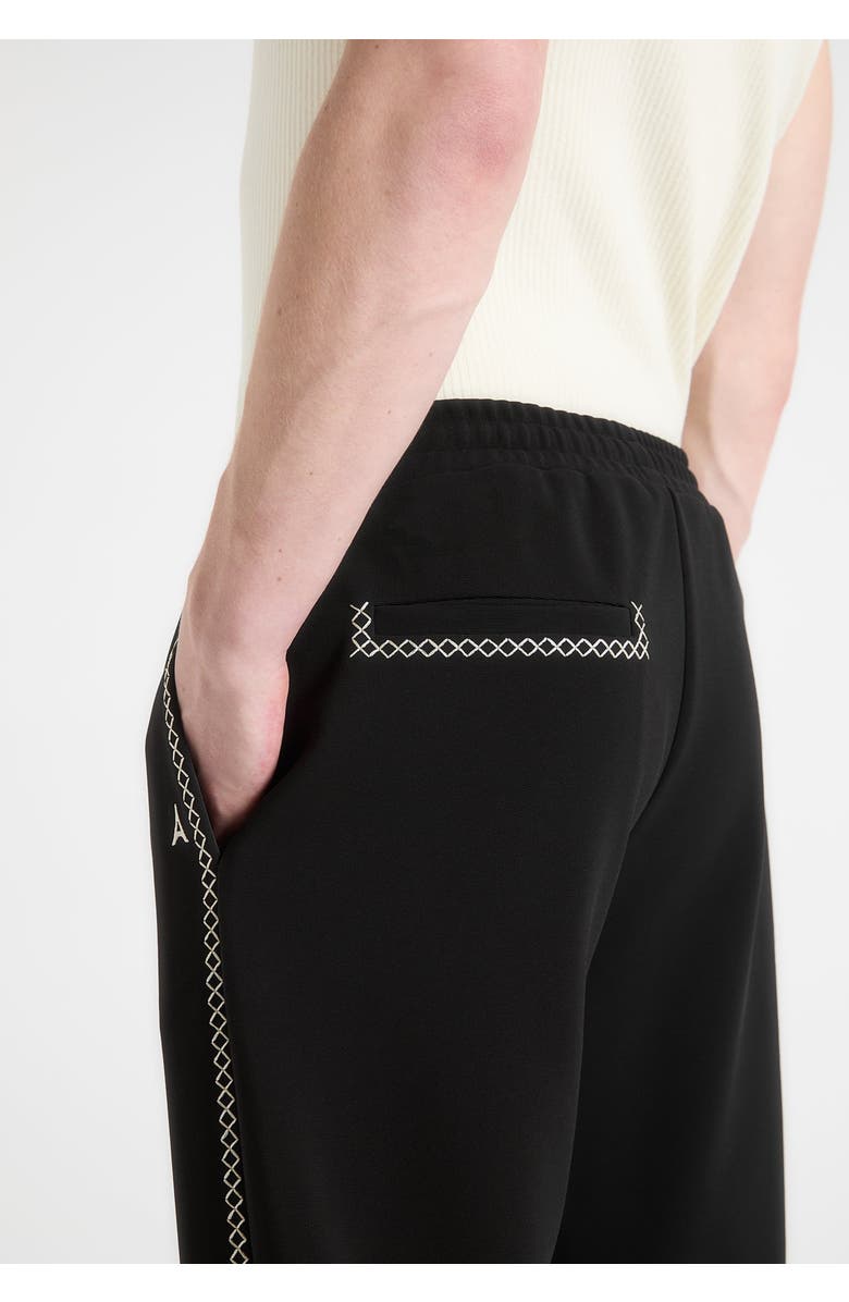 Manière De Voir Gael Contrast Whipstitch Relaxed Track Pants, Alternate, color, Black
