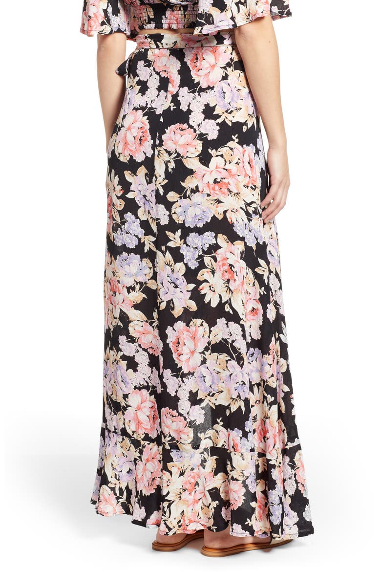 Seville Wrap Skirt, Alternate, color, BLACK/ PINK