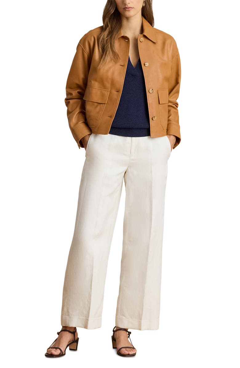 Lauren Ralph Lauren Linen Blend Wide Leg Pants, Alternate, color, White