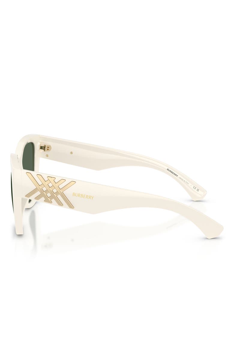 Burberry 53mm Square Sunglasses, Alternate, color, White / Dark Green