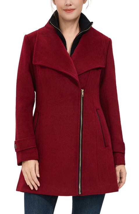 Women
s Kinsley Wool Blend Zip Front Walking Coat