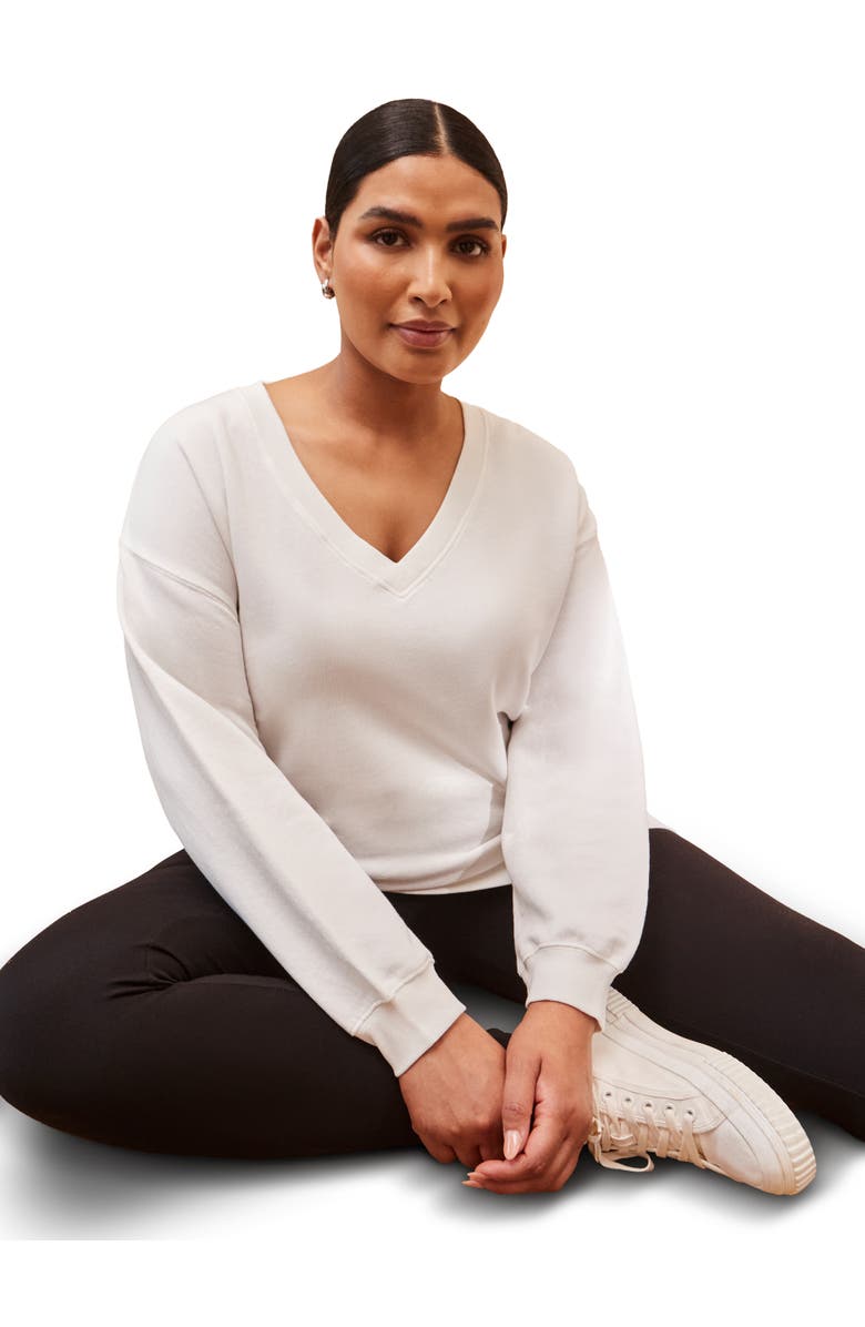 Live Unlimited V-Neck Sweatshirt, Main, color, Cream