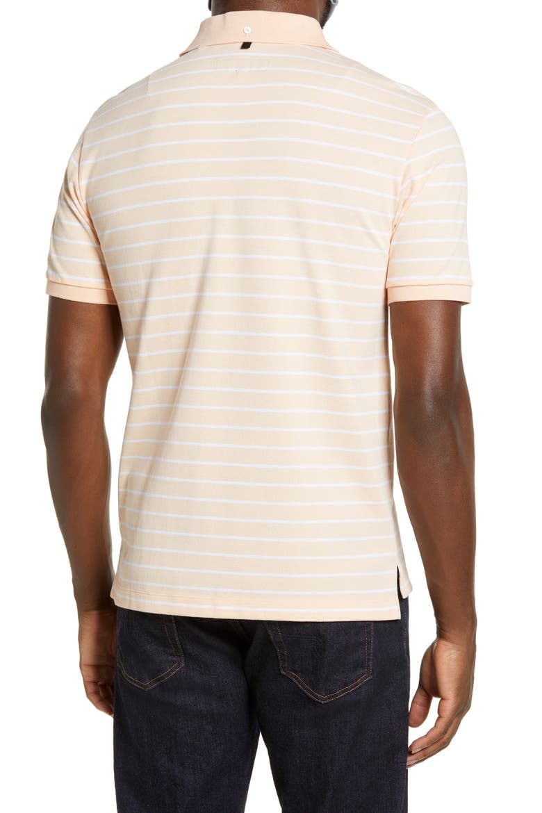 Slim Fit Stripe Piqué Polo, Alternate, color, PEACH STRIPE