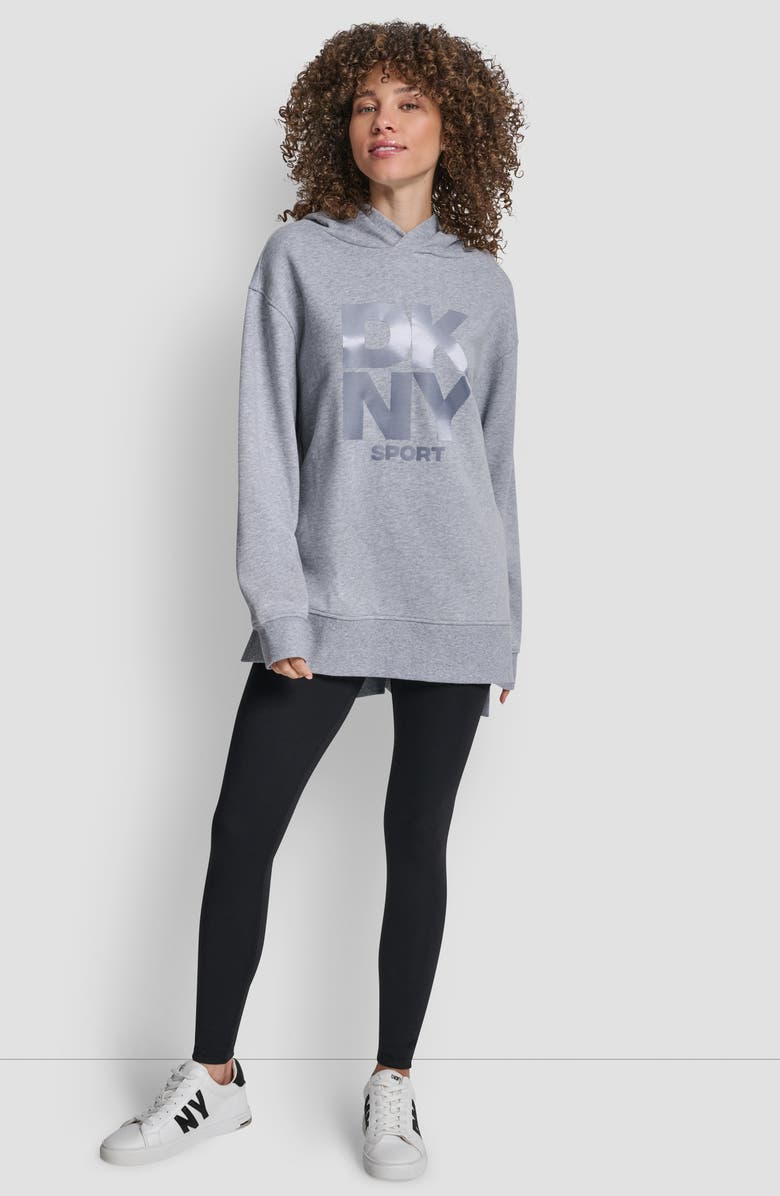 DKNY Stacked Logo Oversize Hoodie, Alternate, color,