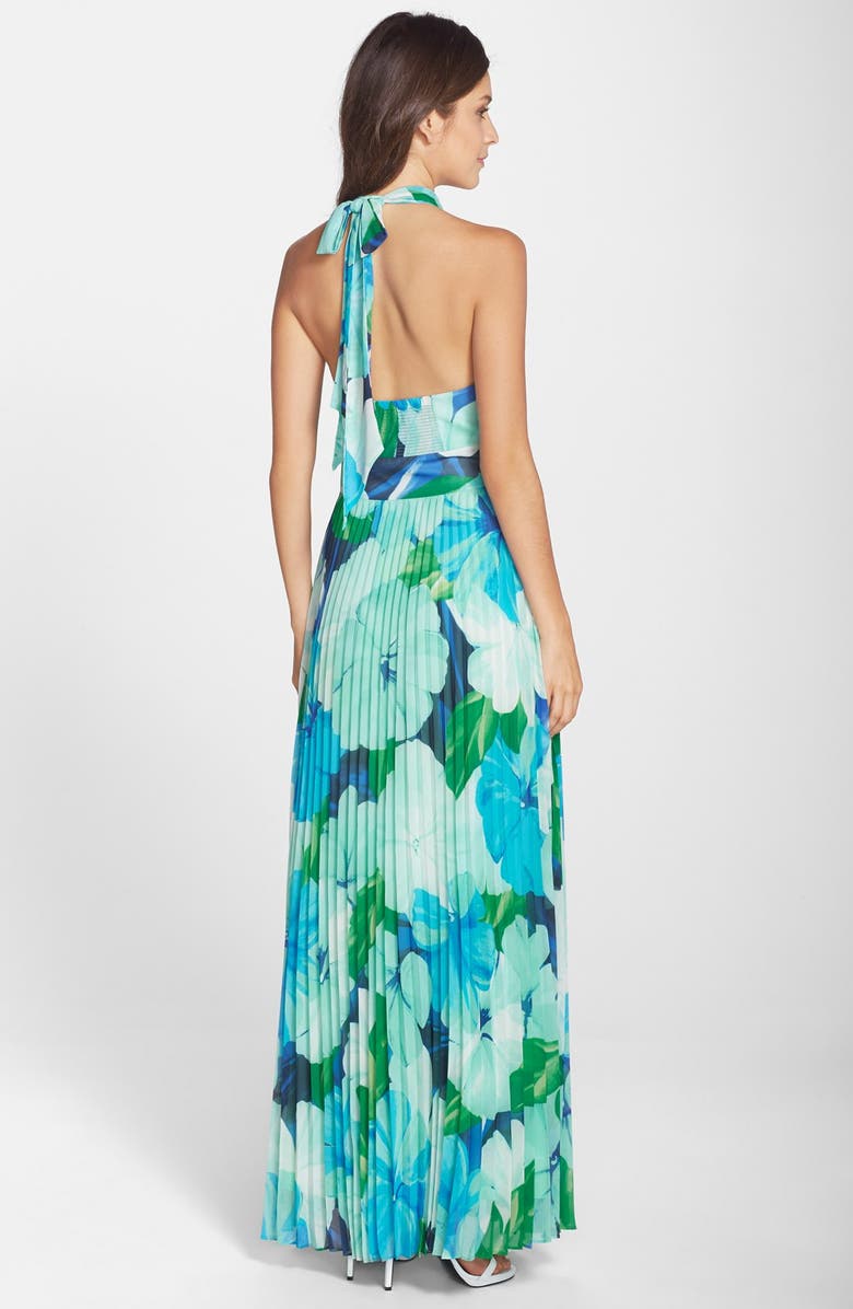 Eliza J Print Chiffon Halter Dress, Alternate, color,