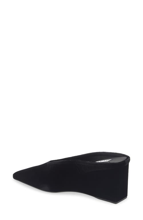 Alaïa Satin Wedge Mules Cube Toe Pointed In Black