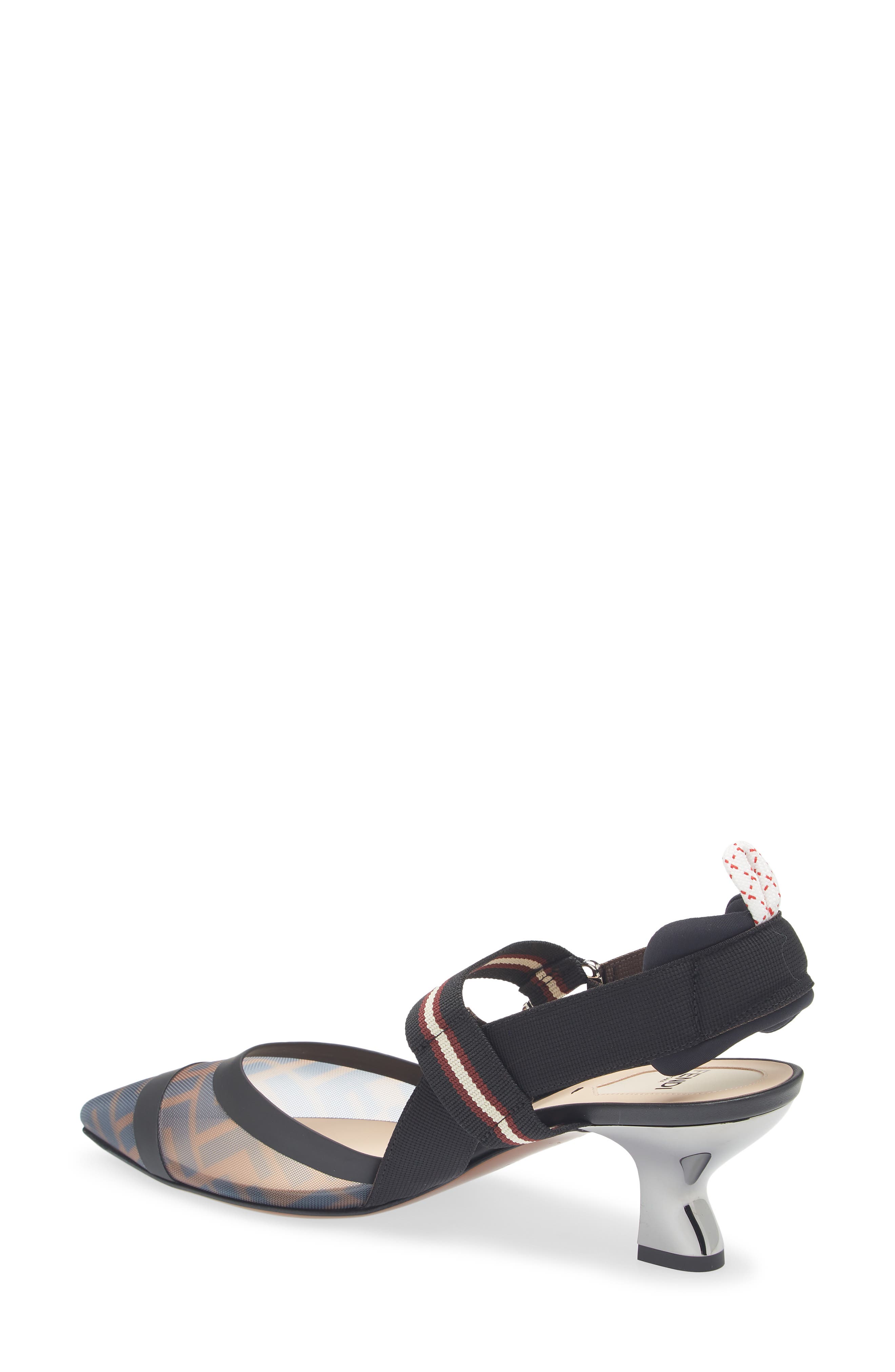 Fendi Colibri Pointed Toe Slingback Pump, Alternate, color, F1otr Tab M/N.bd.cr/Ne Mil